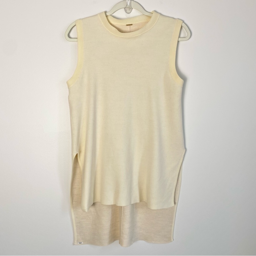Adam Lippes Sleeveless Sweater High Low Hi-Low Cream Ivory Vest Top Size Small